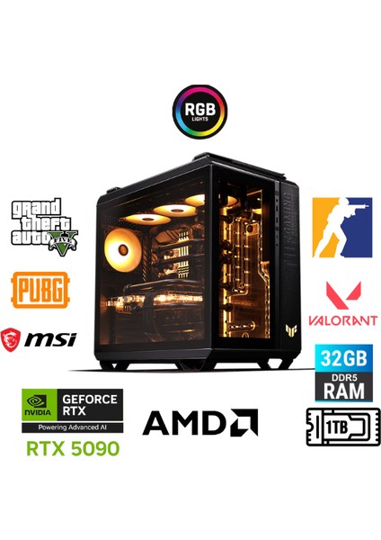 Dfs Gaming Genjı Ryzen 9 9950X3D-RTX5090-X870 E-1tb M.2-32GB Ddr5 Oyuncu Bilgisayarı