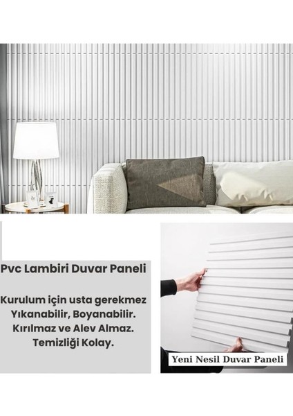 1m² (50cmx50cm 4 Adet) Beyaz 3D ABS PVC Malzeme Dayanıklı Duvar Paneli Silinebilir Lambiri Panel modelleri