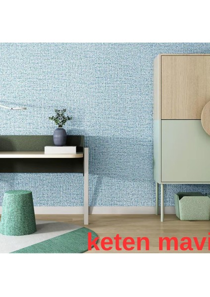 50X280CM 1ADET Keten Mavi Arkası Folyolu Yapışkanlı Yalıtımlı Boyanabilir Duvar Paneli Kağıdı RDA22