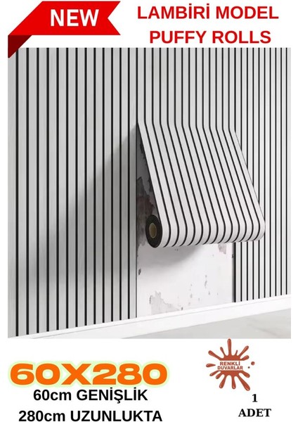 60CM x 280CM 1 Adet Kendinden Yapışkanlı Açık Gri Lambiri Desenli Duvar Paneli Kağıdı YG006