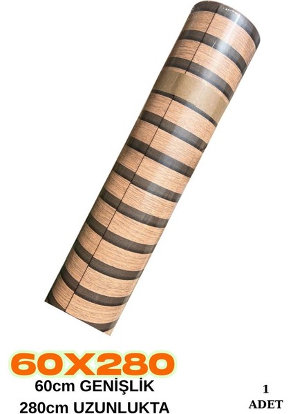 60CM x 280CM 1 Adet Kendinden Yapışkanlı Koyu Kahverengi Lambiri Desenli Duvar Paneli Kağıdı GS8005 fiyatları