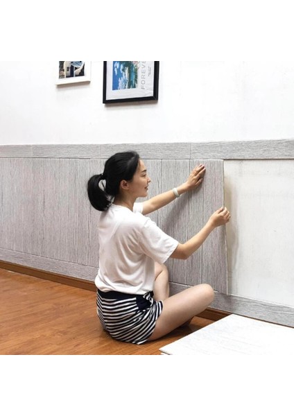 70CMX35CM 1 Adet Kendinden Yapışkanlı Gri Ahşap Desen Sünger Duvar Kağıdı Paneli NW38 fırsatları