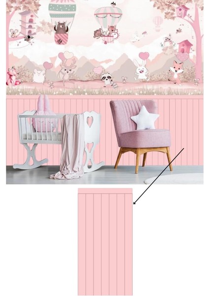 70CMX100CM 1ADET Rustik Model Pembe Yapışkanlı Vinil Duvar Kağıdı Çıta Lambiri Panel Desenli