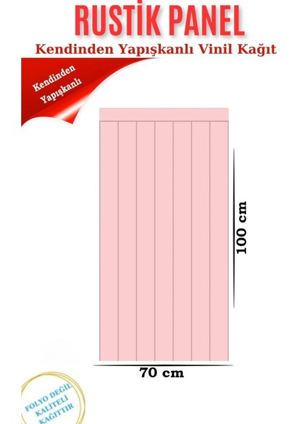 70CMX100CM 1ADET Rustik Model Pembe Yapışkanlı Vinil Duvar Kağıdı Çıta Lambiri Panel Desenli