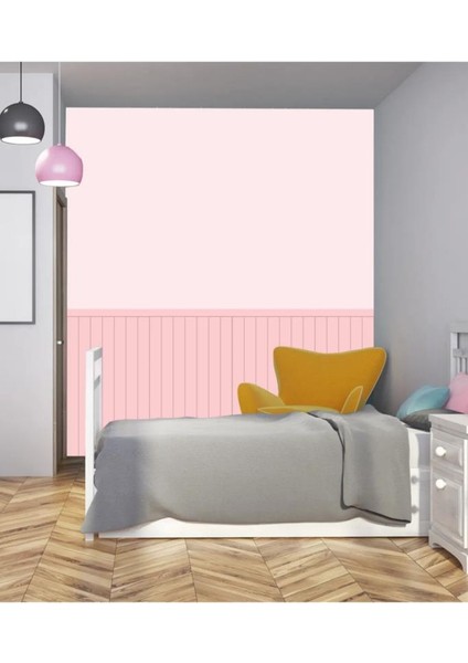 70CMX100CM 1ADET Rustik Model Pembe Yapışkanlı Vinil Duvar Kağıdı Çıta Lambiri Panel Desenli