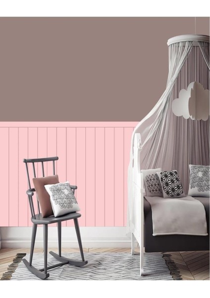 70CMX100CM 1ADET Rustik Model Pembe Yapışkanlı Vinil Duvar Kağıdı Çıta Lambiri Panel Desenli