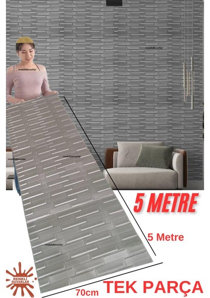 Tek parça 70x500 cm 1 adet gri piramit opak model yapışkanlı ev ofis salon duvar paneli kağıdı nw65
