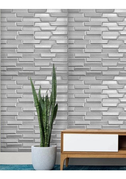 Tek parça 70x500 cm 1 adet gri piramit opak model yapışkanlı ev ofis salon duvar paneli kağıdı nw65