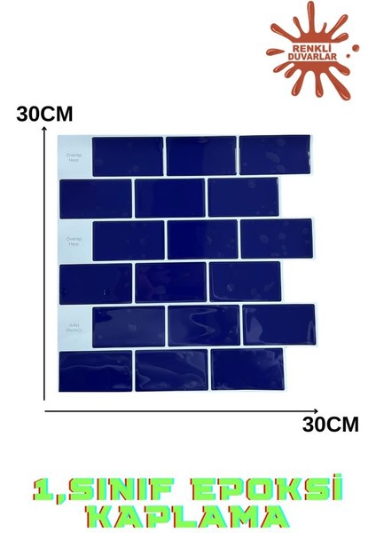30×30 cm Safir Tuğla Epoksi 1 Adet 3D Yapışkanlı Duvar Kaplama Paneli Mutfak Banyo Salon Ofis Döşeme modelleri