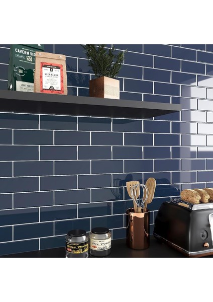 30×30 cm Safir Tuğla Epoksi 1 Adet 3D Yapışkanlı Duvar Kaplama Paneli Mutfak Banyo Salon Ofis Döşeme