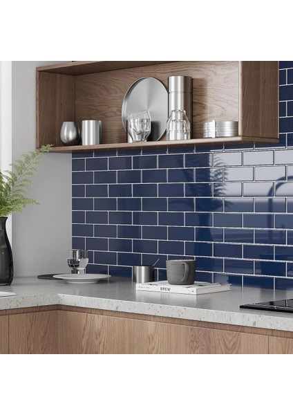 30×30 cm Safir Tuğla Epoksi 1 Adet 3D Yapışkanlı Duvar Kaplama Paneli Mutfak Banyo Salon Ofis Döşeme