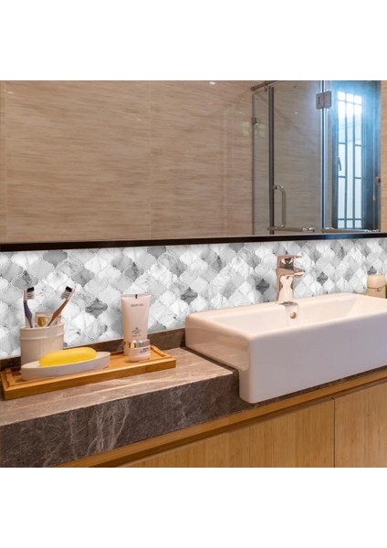 30×30 cm Arabesk Çini Epoksi 1 Adet 3D Yapışkanlı Duvar Kaplama Paneli Mutfak Banyo Salon Ofis Döşeme