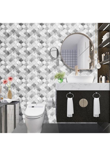 30×30 cm Arabesk Çini Epoksi 1 Adet 3D Yapışkanlı Duvar Kaplama Paneli Mutfak Banyo Salon Ofis Döşeme