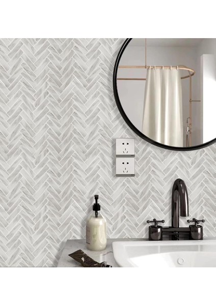 30×30 cm Gri Mozaik Epoksi 1 Adet 3D Yapışkanlı Duvar Kaplama Paneli Mutfak Banyo Salon Ofis Döşeme