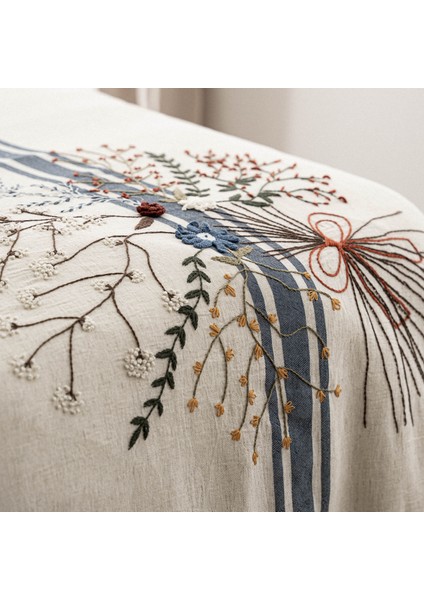 Charla Çift Kişilik Nevresim Takımı %100 Organik Pamuk Kenevir Karışımlı Ekru-Lacivert 200X220 cm fırsatları