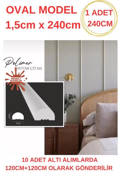 1.5 cm x 240 cm Polimer Lake Beyaz Elit Pvc Çıta Salon Ev Ofis Koridor Duvar Çıtalama