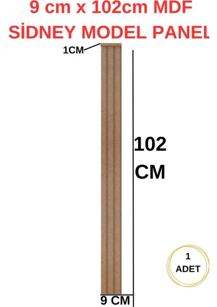 9 cm x 102 cm 1 Adet Sidney Dekoratif, Duvar Çıtası Ham Ahşap Duvar Paneli, Boyanabilir, Ham, Mdf Panel fiyatları