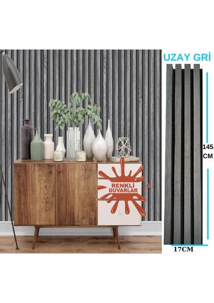 17X145CM 1 Adet Atc Uzay Gri Model Pvc Lambiri Prefabrik Ofis Dekoratif Pvc Lambiri Duvar Paneli