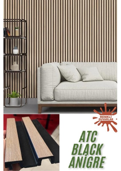 Atc Black Anigre Model Ev Ofis Konut Dekoratif Pvc Kaplama Lambiri Duvar Paneli 11CM X145CM 1 Adet