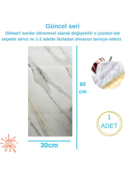 BS1764 Kendinden Yapışkanlı 1ADET 30X60CM Mermer Desenli Esnek Karavan Banyo Wc Duvar Kaplama Paneli fiyatları