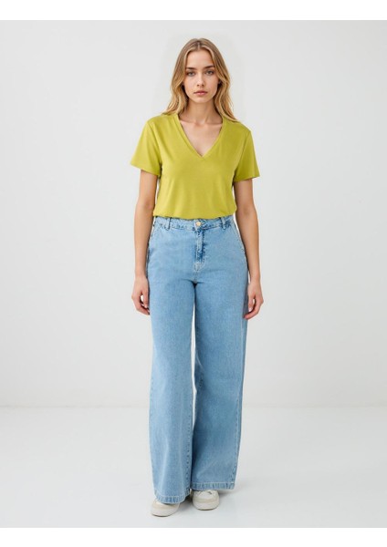 Lıght Rodeo %100 Pamuk Normal Bel Bol Paça Denim Pantolon