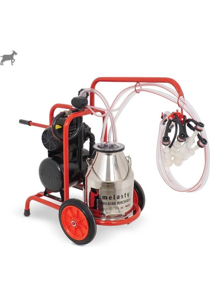 İkili Keçi Süt Sağma Makinesi (Paslanmaz Güğüm-Silikon Memelik) (Yağlı Pompa)