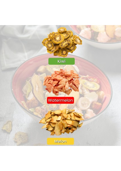 Ofresko Kuru Meyve Mix 3'lü Paket - Dondurularak Kurutulmuş Karpuz - Fırınlanarak Kurutulmuş Kavun ve Kivi - Katkısız & İlave Şekersiz modelleri