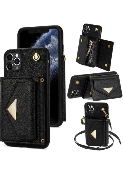 IPhone 11 Pro Akordeon Kart Cüzdan Kılıf Crossbody Kayışı ile Uyumlu (Yurt Dışından)