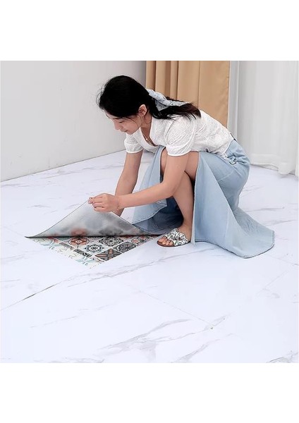 kendinden yapışkanlı yer zemin ve duvar kaplama paneli arkası kauçuklu 60 x 60 cm floor pvc panel 6216