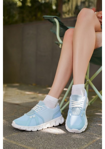 Kadın Sneaker Eva Taban Örgü Triko Koşu Ve Yürüyüş Spor Ayakkabı Renvis Mavi
