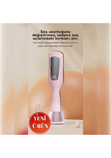 2 In 1 Negatif Iyon Teknolojili Saç Kırık Alma Makinesi LCD Ekran ( Şarjlı Kablosuz Stantlı )