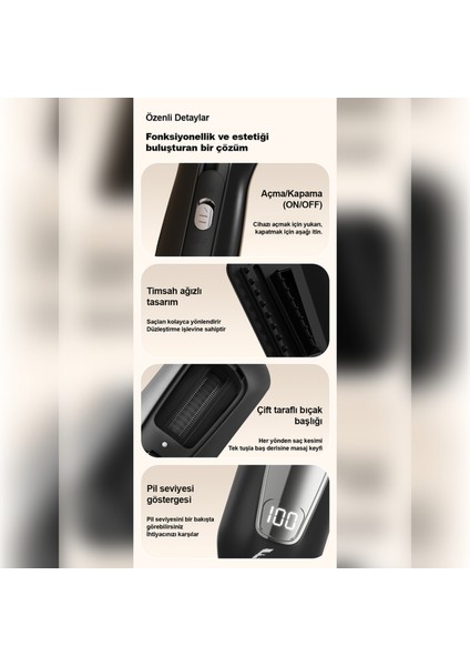 2 In 1 Negatif Iyon Teknolojili Saç Kırık Alma Makinesi LCD Ekran ( Şarjlı Kablosuz Stantlı )