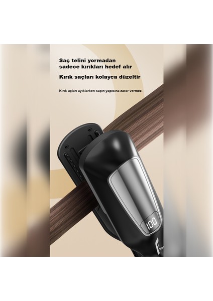 2 In 1 Negatif Iyon Teknolojili Saç Kırık Alma Makinesi LCD Ekran ( Şarjlı Kablosuz Stantlı )