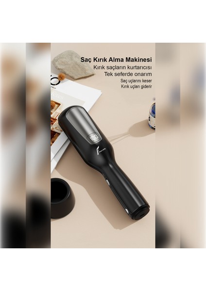 2 In 1 Negatif Iyon Teknolojili Saç Kırık Alma Makinesi LCD Ekran ( Şarjlı Kablosuz Stantlı )