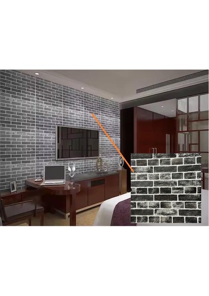 Yapışkanlı Dekoratif Tuğla Desen Gri Tv Arkası Salon Ofis Duvar Kağıdı Paneli 70X35CM 1 Adet NW169 fiyatları