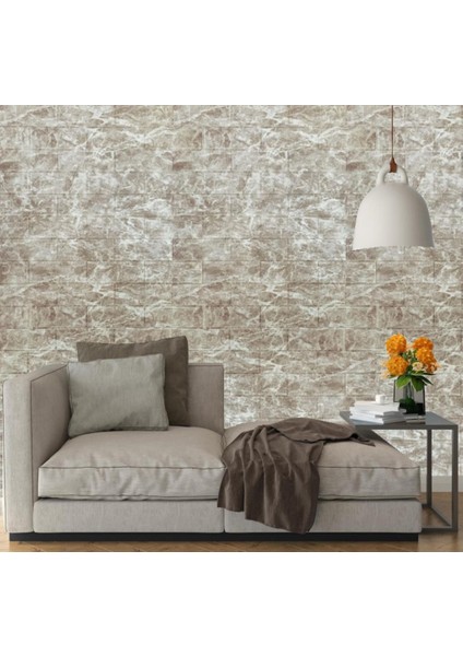 Kendinden Yapışkanlı Salon Antre Mutfak Kaplama Bej Tuğla Duvar Kağıdı Paneli 70X38CM 1 Adet NW125