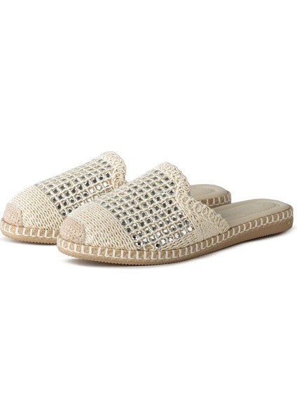 Pera Taşlı Bej Espadril Terlik modelleri