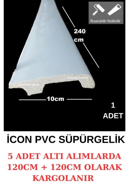 10CMX240CM Beyaz Icon Pvc Çıta Parke Süpürgelik Kenar Çıtalama Dekoratif Ev Süpürgelik 1 Boy 240CM