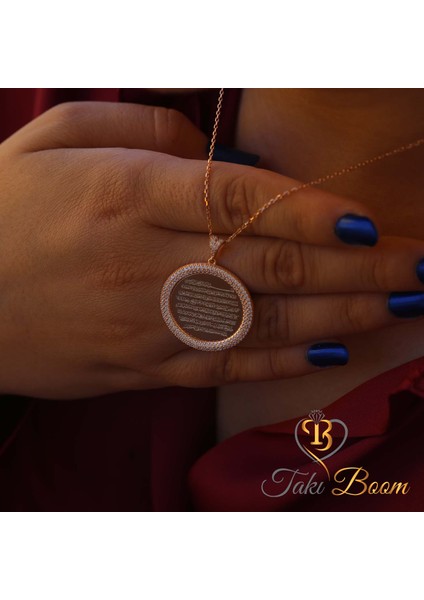 Dualı Kolye Beyaz Taşlı Ayetel Kürsi Gümüş Kolye