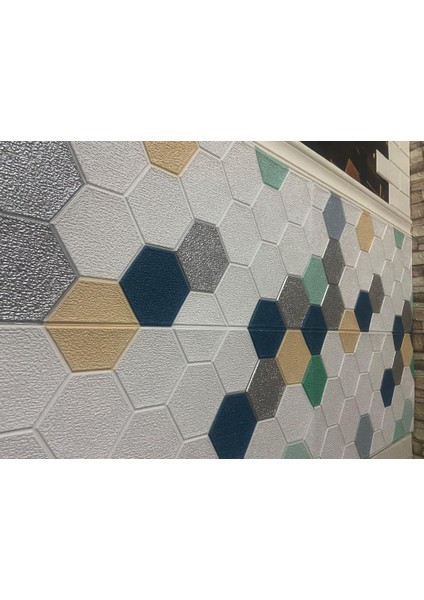 Kendinden Yapışkanlı Petek Desen Kreş Çoçuk Odası Salon Kreş Duvar Kağıdı Paneli 70 x 35 cm 1 Adet Nw153