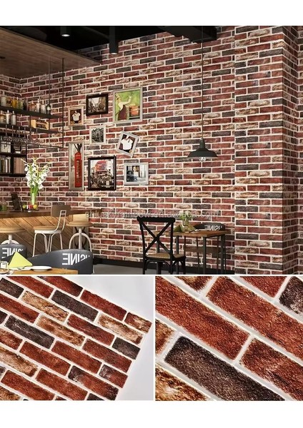 Kendinden Yapışkanlı Çok Renkli Taş Tuğla Desen Salon Ofis Duvar Kağıdı Paneli 70X35CM 1 Adet W149