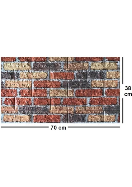 Kırmızı Siyah Çok Renkli Tuğla Ev Ofis Kendinden Yapışkanlı Duvar Paneli Kağıdı NW62 70X38CM 1 Adet