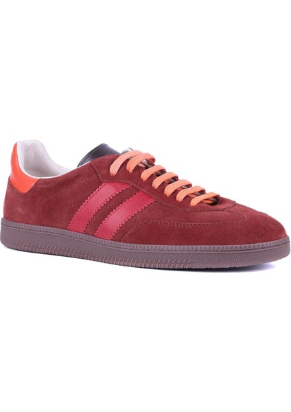 - Bordo Rengi Hakiki Süet Bağcıklı Erkek Sneaker 666-1077