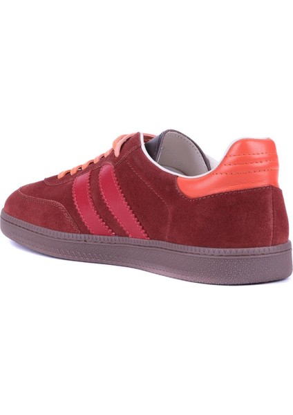 - Bordo Rengi Hakiki Süet Bağcıklı Erkek Sneaker 666-1077