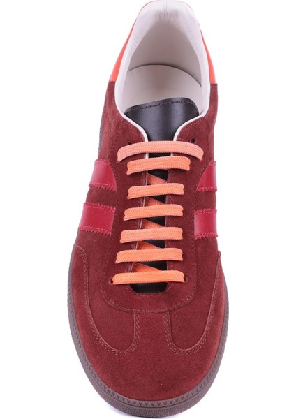 - Bordo Rengi Hakiki Süet Bağcıklı Erkek Sneaker 666-1077