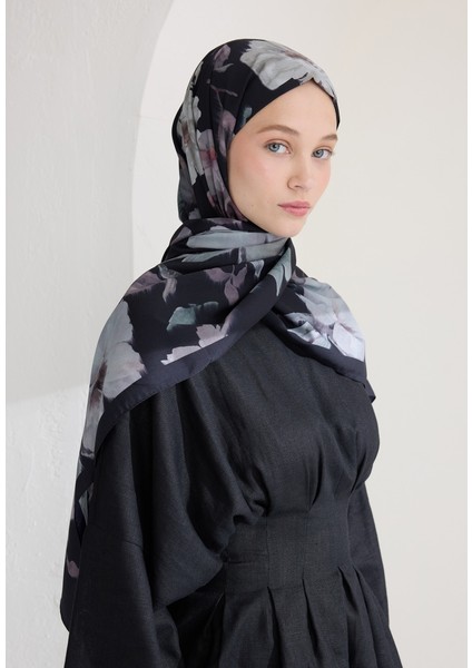 Soft Garden Desen Şal Siyah