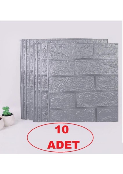 10 Adet 35X38CM Gri Kendinden Yapışkanlı Duvar Kağıdı Esnek Köpük Panel 3D Tuğla Desen