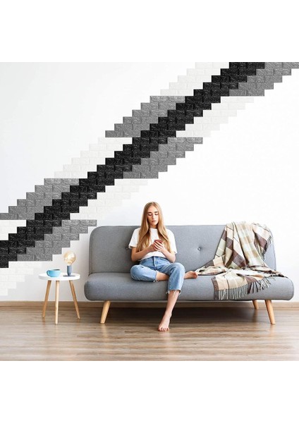 10 Adet 35X38CM Gri Kendinden Yapışkanlı Duvar Kağıdı Esnek Köpük Panel 3D Tuğla Desen indirimleri