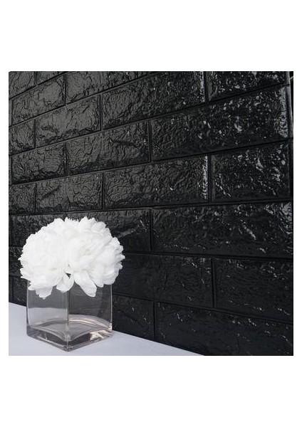 Siyah Silinebilir Kendinden Yapışkanlı Duvar Kağıdı Esnek Panel 3D Tuğla Desen 35X38CM 1 Adet