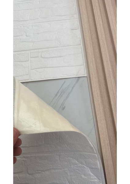 70X70CM 1 Adet Yapışkanlı Pratik Naturel Kayrak Desen Beyaz Karavan Salon Duvar Kağıdı Paneli NW170 modelleri